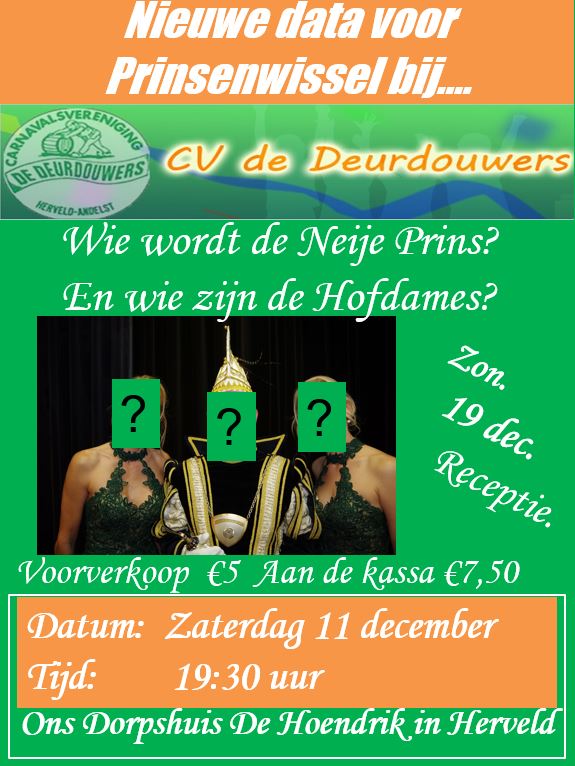 Nieuwe datum Prinsenwissel